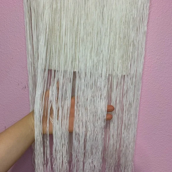 VTG bebe white knit tank top w/fringe detail XS - Picture 7 of 10